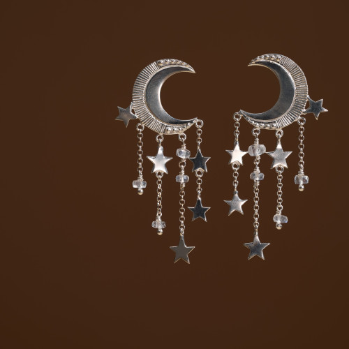 Авторские серьги из серебра: Танцующие звезды